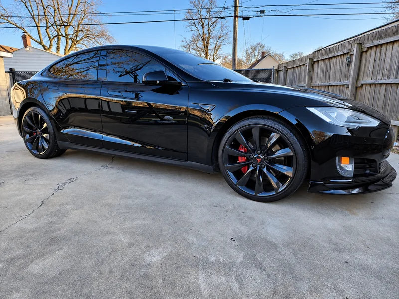 A black Tesla Model S tinted by Beast Auto Tints