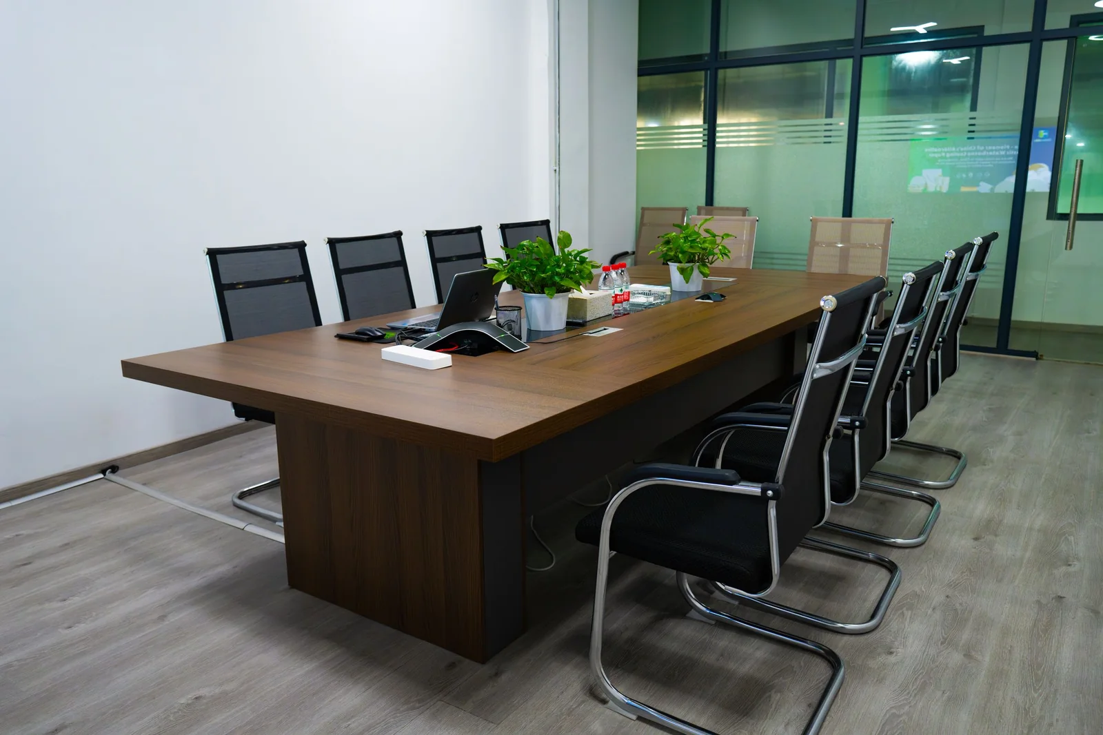 Meeting room with a glass wall